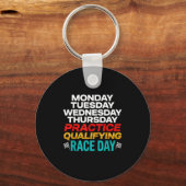 Funny Monday Tuesday Thursday Practice Qualifying  キーホルダー (正面)