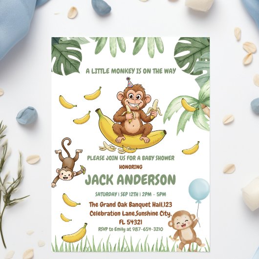 funny Monkey Baby Shower Set, Monkey Baby 招待状