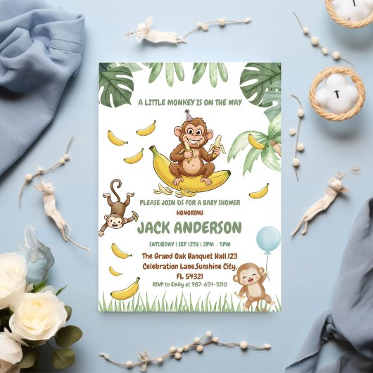 funny Monkey Baby Shower Set, Monkey Baby 招待状