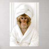 Funny Monkey Bathroom Print, Monkey In Bathrobe ポスター (正面)