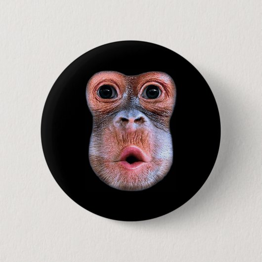 Funny Monkey Blowing Stomach Face, Monkey Blow Sto 缶バッジ (正面)