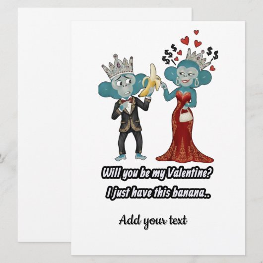 Funny Monkey Couple Valentine's Day シーズンカード (正面/裏面)