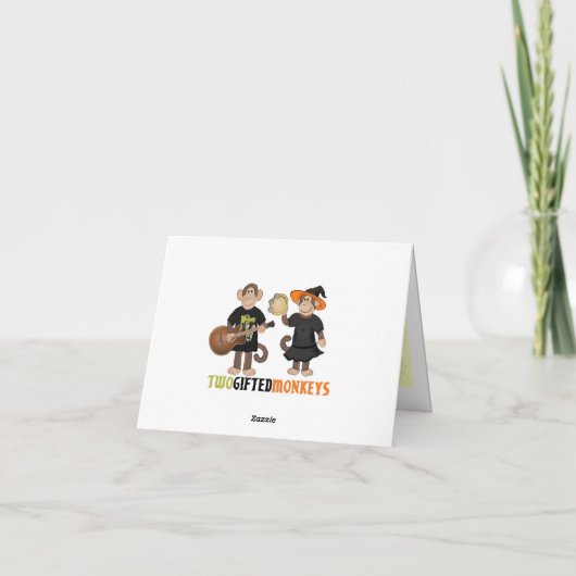 Funny Monkey Halloween Folded Greeting Card カード (裏面)
