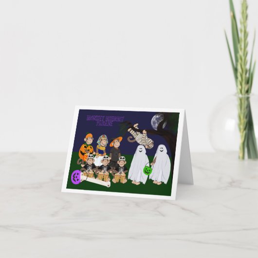 Funny Monkey Halloween Folded Greeting Card カード (正面)