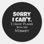 Funny Monkey Lover Quote Design - Plans With My Mo ラウンドシール (正面)