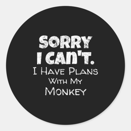 Funny Monkey Lover Quote Design - Plans With My Mo ラウンドシール (正面)