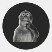 Funny Monkey Meme With Retro Odore Humor Art Style ラウンドシール (正面)