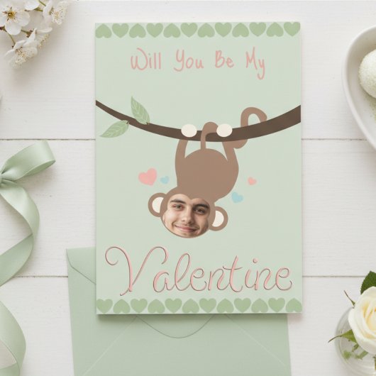 Funny Monkey Photo Valentine Card  シーズンカード