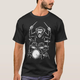funny monkey plays drums tシャツ
