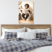 Funny Monkey Reading Newspaper Bathroom Humor キャンバスプリント (インサイチュ (寝室))