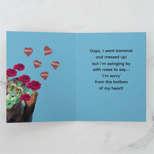 Funny Monkey & Roses Apology  カード (内部)