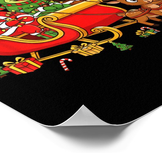 Funny Monkey Santa Reindeer Elf Christmas Womens M ポスター (角)