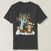 Funny Monkey Xmas Tree Lighting Santa Hat Monkey C Tシャツ (デザイン正面)