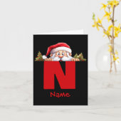 Funny Monogram Family Christmas Red Santa  カード (黄色い花)