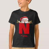Funny Monogram Family Christmas Red Santa  Tシャツ (正面)