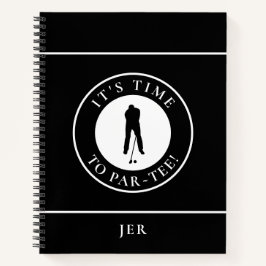 Funny Monogrammed Golf Log – Par Tee Black Golfer ノートブック