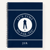 Funny Monogrammed Golf Log – Par Tee Blue Golfer ノートブック (正面)