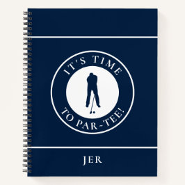 Funny Monogrammed Golf Log – Par Tee Blue Golfer ノートブック