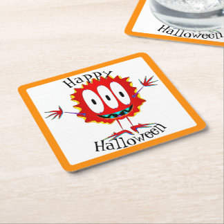 Funny, Monster, Halloween スクエアペーパーコースター