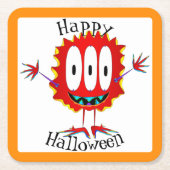 Funny, Monster, Halloween スクエアペーパーコースター (正面)