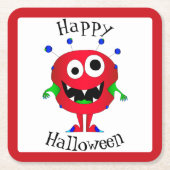 Funny, Monster, Halloween スクエアペーパーコースター (正面)