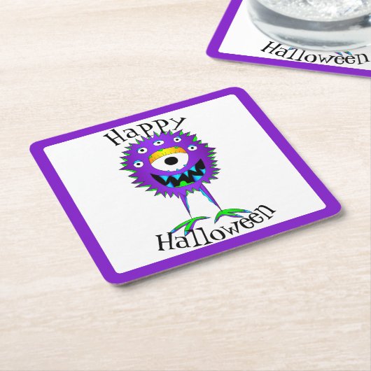 Funny, Monster, Halloween スクエアペーパーコースター (アングル)