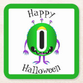 Funny, Monster, Halloween スクエアペーパーコースター (正面)