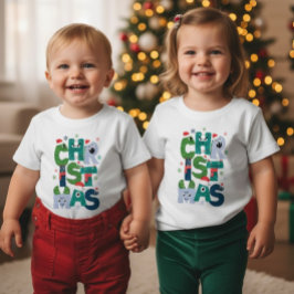 Funny Monster Letters Christmas Toddler Cute Holid ベビーTシャツ
