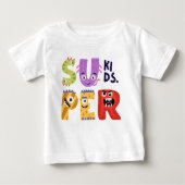 Funny Monster Letters 'Super Kids'  ベビーTシャツ (正面)