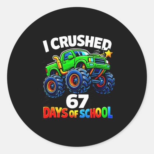 Funny Monster Truck Six Seven Meme Boys Kids Schoo ラウンドシール (正面)