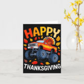 Funny Monster Truck Turkey Happy Thanksgiving For  カード (黄色い花)