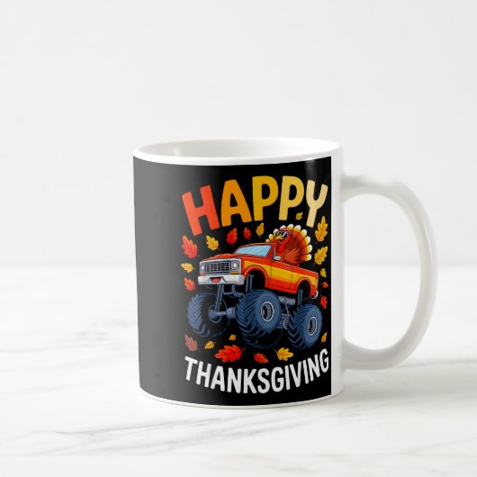 Funny Monster Truck Turkey Happy Thanksgiving For  コーヒーマグカップ (右)