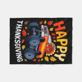 Funny Monster Truck Turkey Happy Thanksgiving For  フリースブランケット (正面(横))