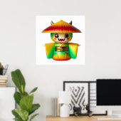 Funny Monster Wall Art Poster with Hat – Cute Cree ポスター (ホームオフィス)