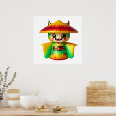 Funny Monster Wall Art Poster with Hat – Cute Cree ポスター (キッチン)