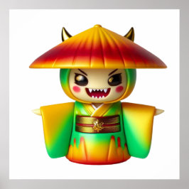 Funny Monster Wall Art Poster with Hat – Cute Cree ポスター