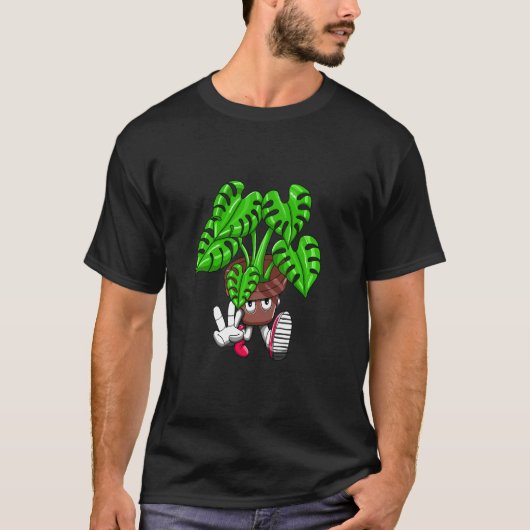 Funny Monstera Plant Cartoon Tシャツ (正面)