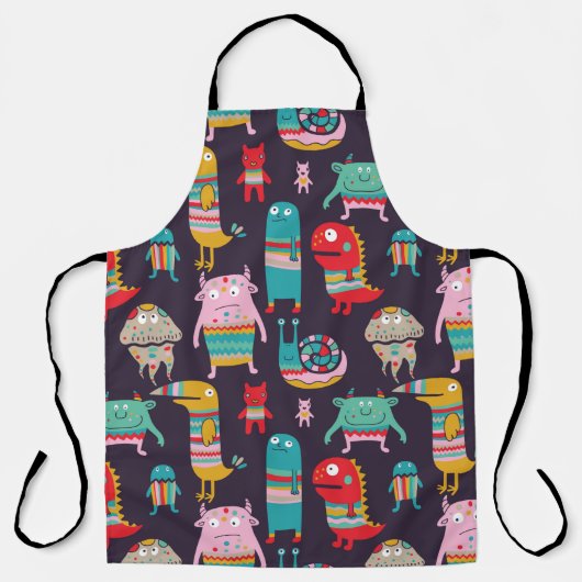 Funny monsters seamless pattern エプロン (正面)