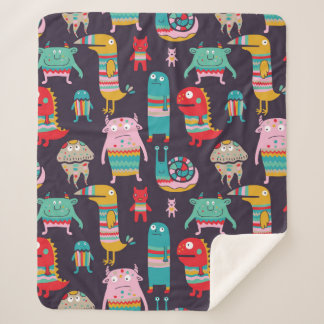 Funny monsters seamless pattern シェルパブランケット