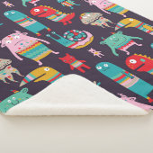 Funny monsters seamless pattern シェルパブランケット (3/4)