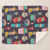 Funny monsters seamless pattern シェルパブランケット (正面(横))