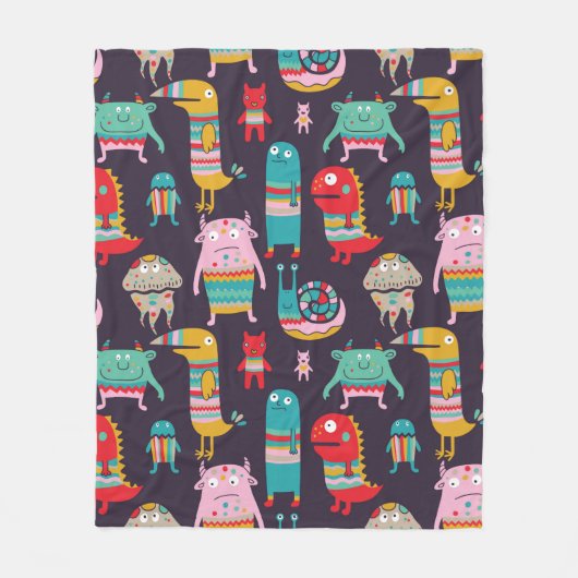 Funny monsters seamless pattern フリースブランケット (正面)