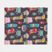 Funny monsters seamless pattern フリースブランケット (正面(横))