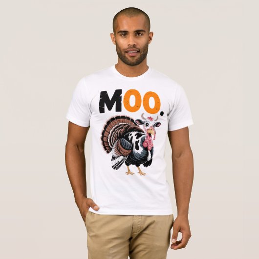 Funny Moo Turkey Thanksgiving Design Tシャツ (正面フル)
