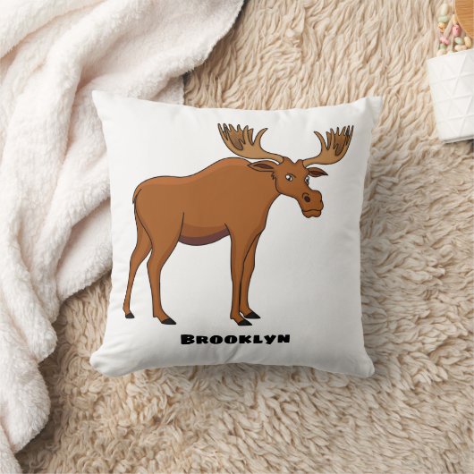 Funny moose cartoon illustration クッション (ブランケット)