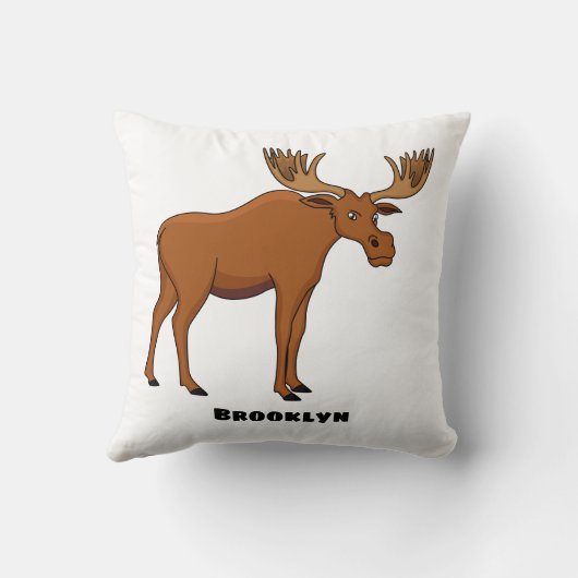 Funny moose cartoon illustration クッション (裏面)