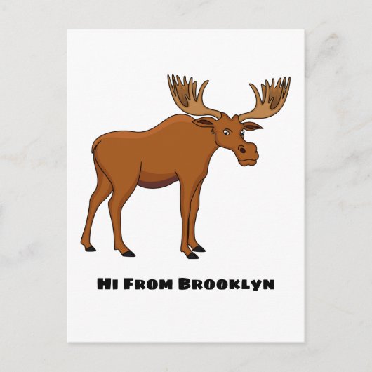 Funny moose cartoon illustration ポストカード (正面)