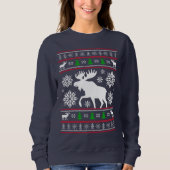 FUNNY MOOSE UGLY XMAS SWEATER CHRISTMAS スウェットシャツ (正面)