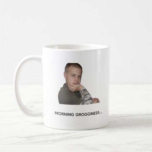 Funny Morning Coffee Mood Mug Meme Design コーヒーマグカップ (左)