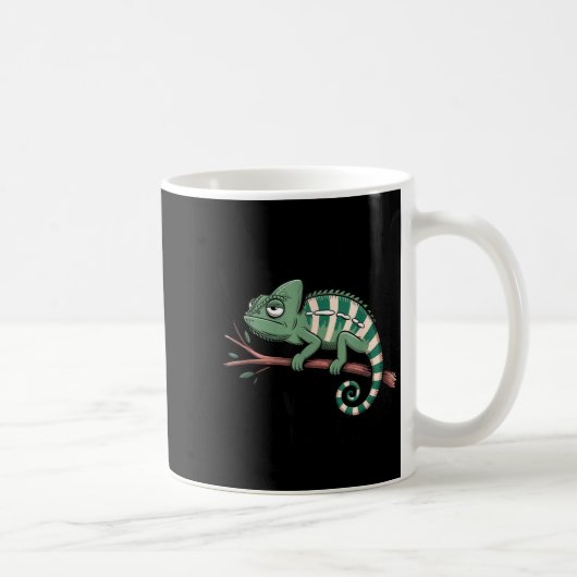 Funny Morning Person Coffee Lover Chameleon  コーヒーマグカップ (右)